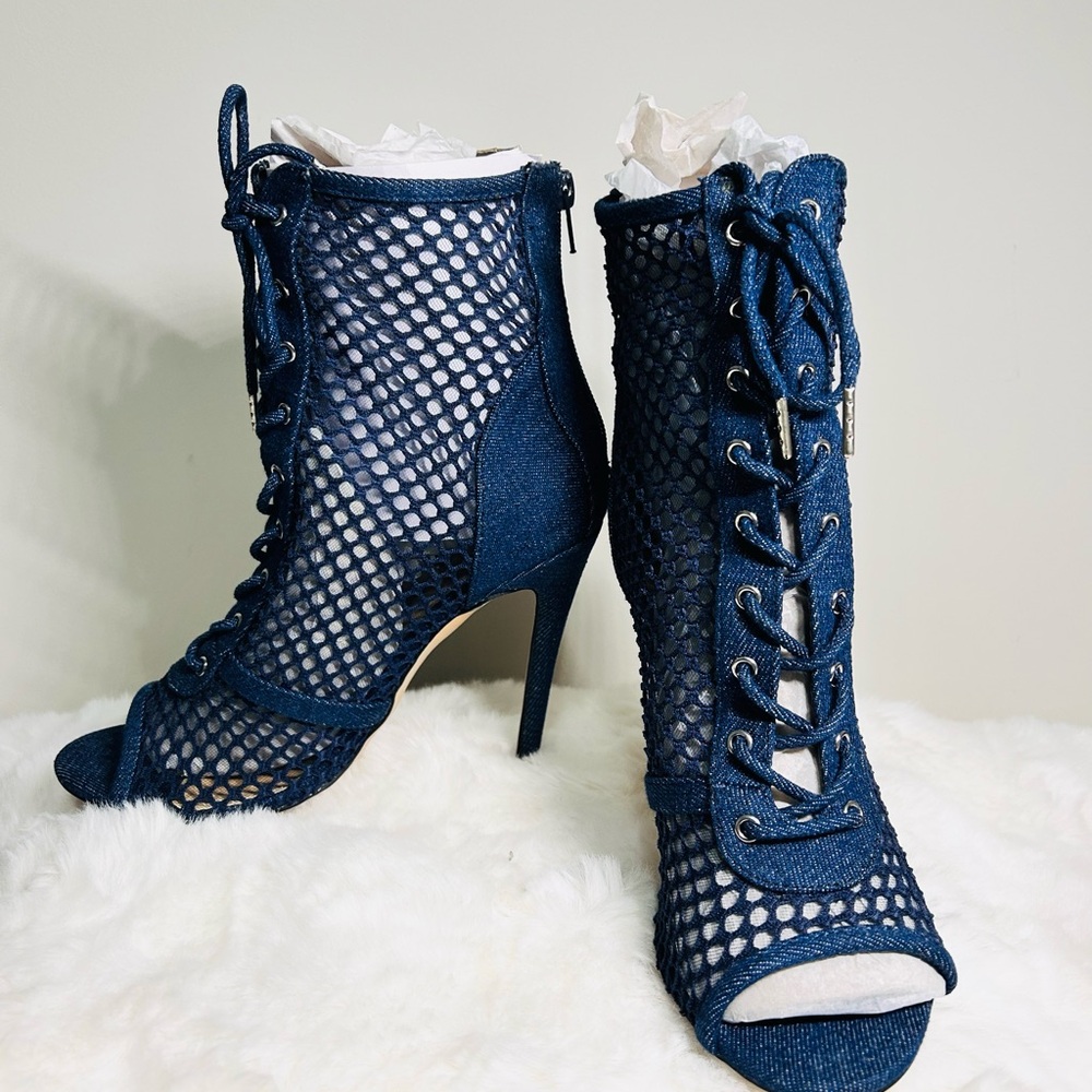 Caedance Peep Toe Lace-Up Heels